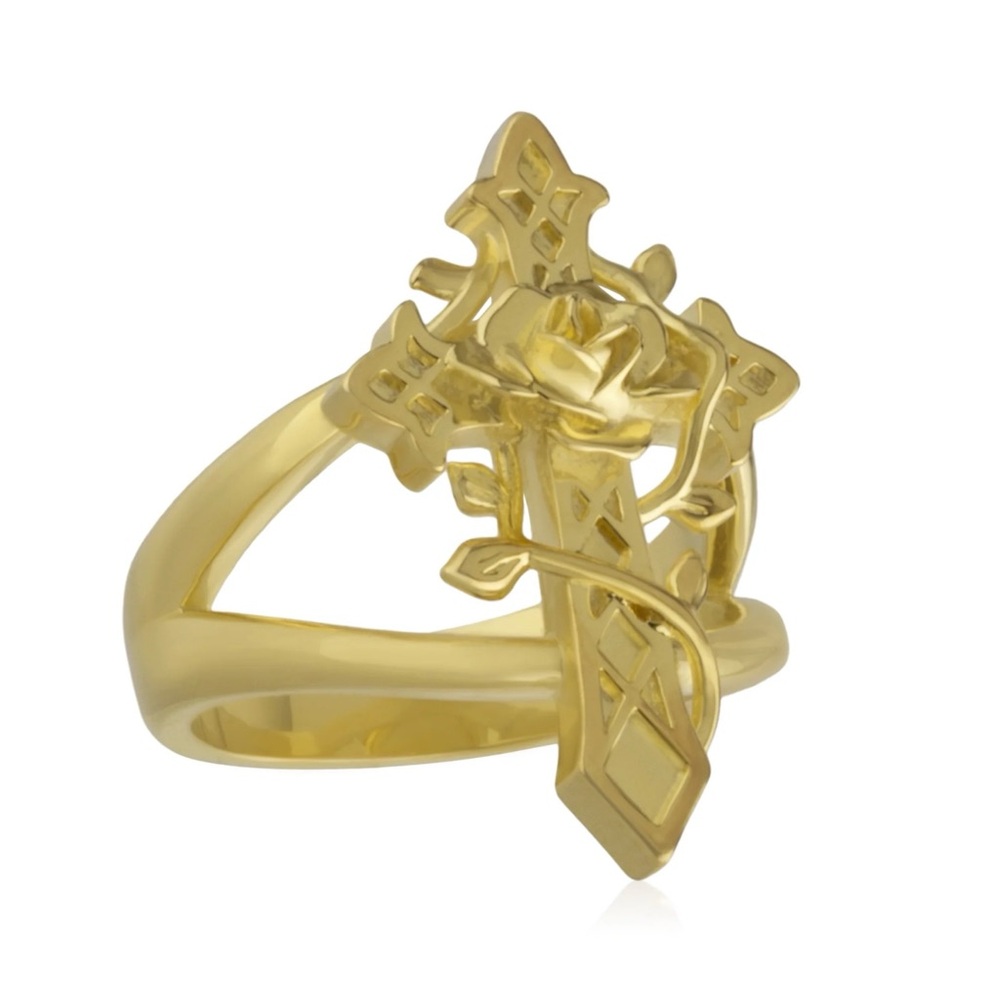 NWT NOIR ROSE CROSS SIGNET RING-7